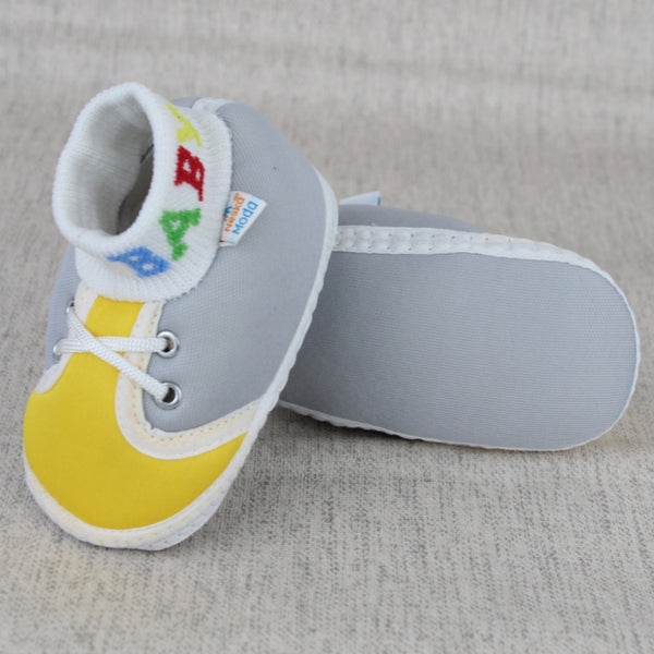 Baby Unisex Cotton Grey,Yellow Slip-on Socks Booties-BT5298