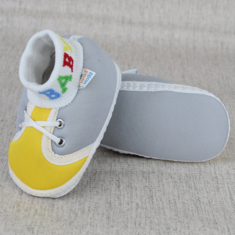 Baby Unisex Cotton Grey,Yellow Slip-on Socks Booties-BT5298