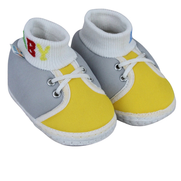 Baby Unisex Cotton Grey,Yellow Slip-on Socks Booties-BT5298