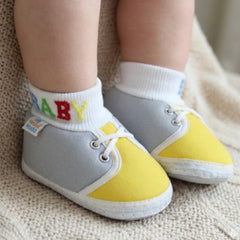 Baby Unisex Cotton Grey,Yellow Slip-on Socks Booties-BT5298