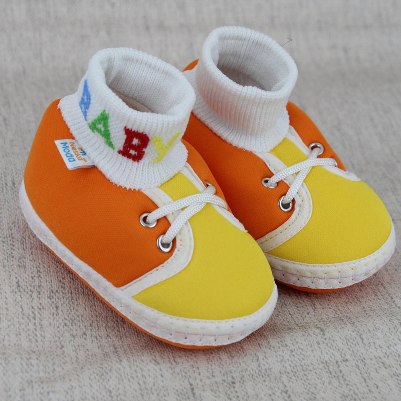 Baby Unisex Cotton Orange,Yellow Slip-on Socks Booties-BT5299