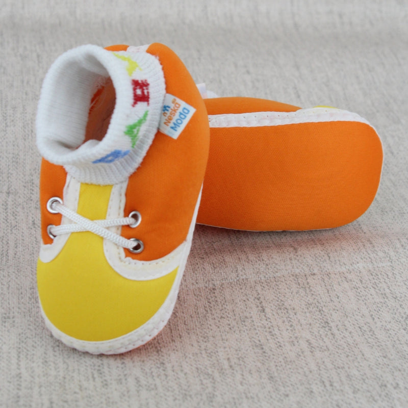 Baby Unisex Cotton Orange,Yellow Slip-on Socks Booties-BT5299
