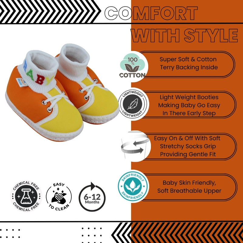 Baby Unisex Cotton Orange,Yellow Slip-on Socks Booties-BT5299