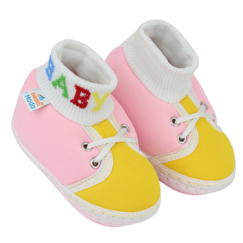 Baby Unisex Cotton Pink,Yellow Slip-on Socks Booties-BT5300