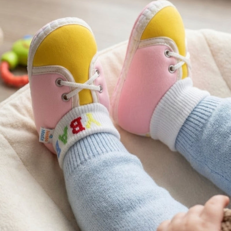 Baby Unisex Cotton Pink,Yellow Slip-on Socks Booties-BT5300
