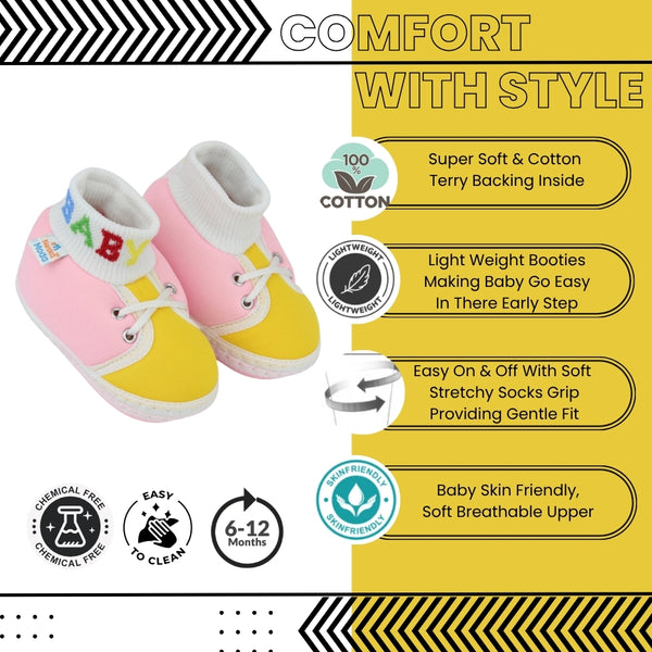 Baby Unisex Cotton Pink,Yellow Slip-on Socks Booties-BT5300