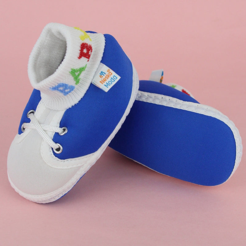 Baby Unisex Cotton Blue,White Slip-on Socks Booties-BT5301
