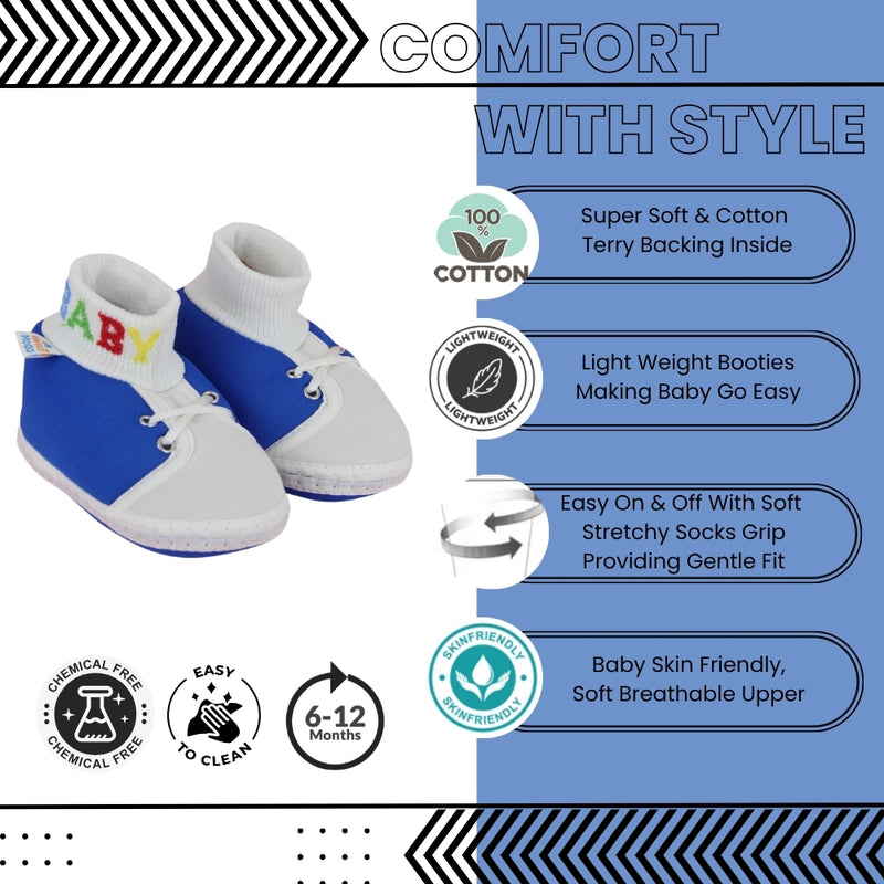 Baby Unisex Cotton Blue,White Slip-on Socks Booties-BT5301