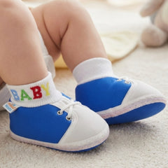 Baby Unisex Cotton Blue,White Slip-on Socks Booties-BT5301
