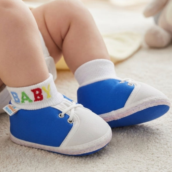 Baby Unisex Cotton Blue,White Slip-on Socks Booties-BT5301