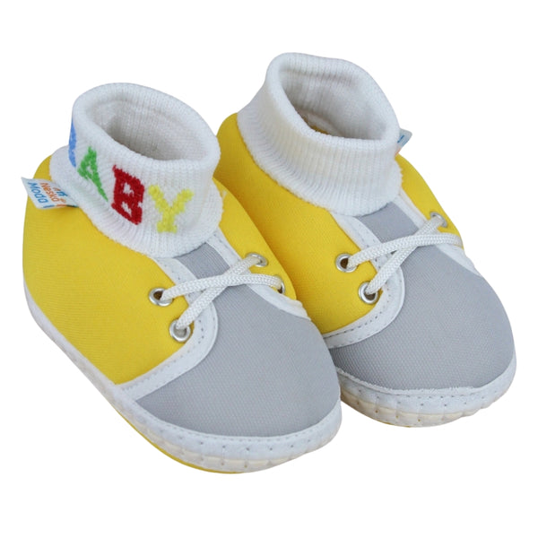 Baby Unisex Cotton Yellow,Grey Slip-on Socks Booties-BT5302