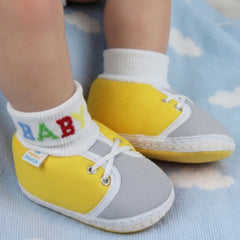 Baby Unisex Cotton Yellow,Grey Slip-on Socks Booties-BT5302