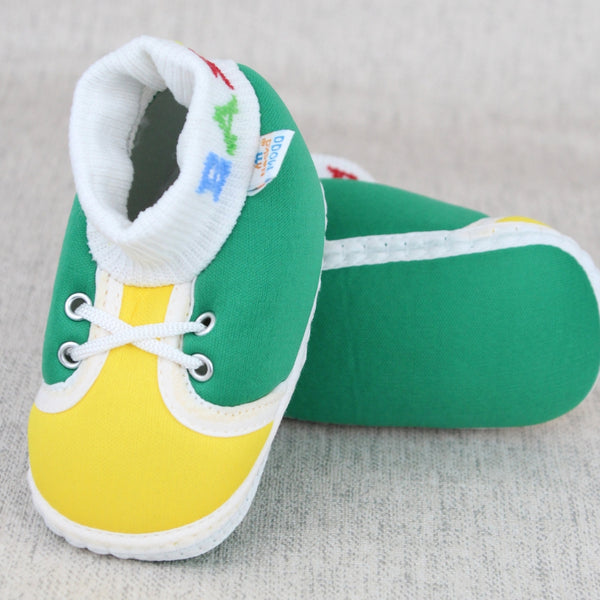 Baby Unisex Cotton Green,Yellow Slip-on Socks Booties-BT5303