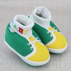 Baby Unisex Cotton Green,Yellow Slip-on Socks Booties-BT5303