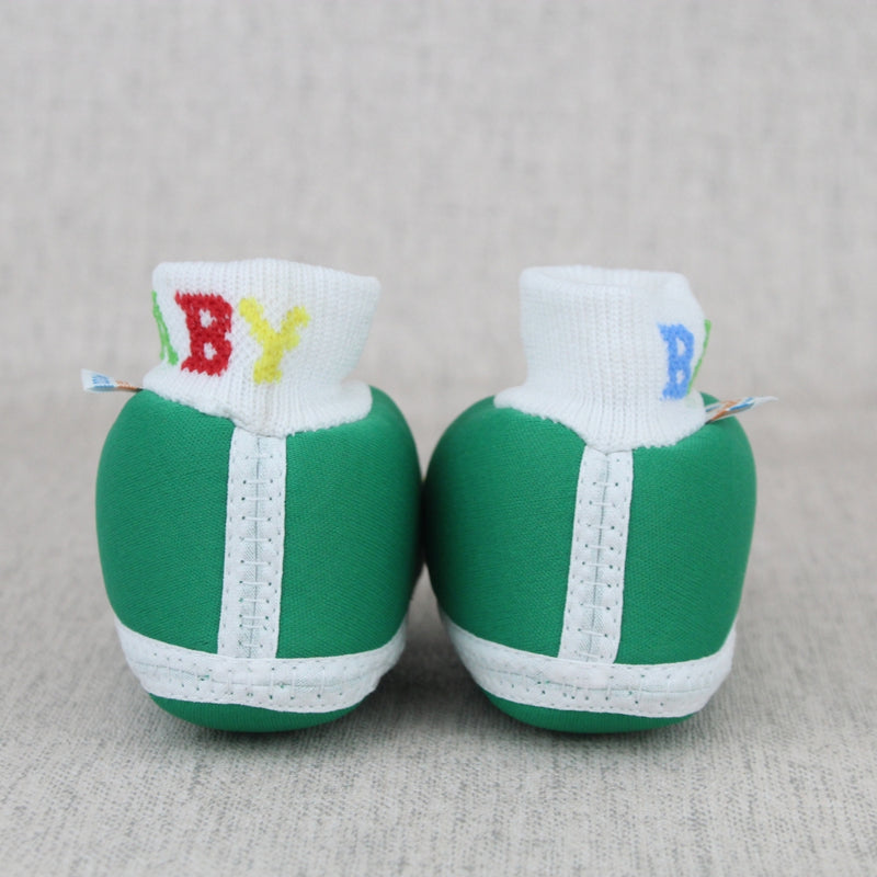 Baby Unisex Cotton Green,Yellow Slip-on Socks Booties-BT5303