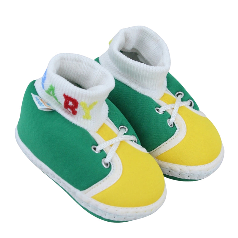 Baby Unisex Cotton Green,Yellow Slip-on Socks Booties-BT5303