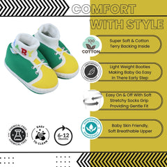 Baby Unisex Cotton Green,Yellow Slip-on Socks Booties-BT5303