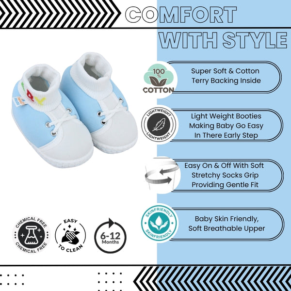 Baby Unisex Cotton Blue,White,Red Slip-on Socks Booties-BT5304