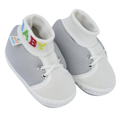 Baby Unisex Cotton Grey,White Slip-on Socks Booties-BT5305