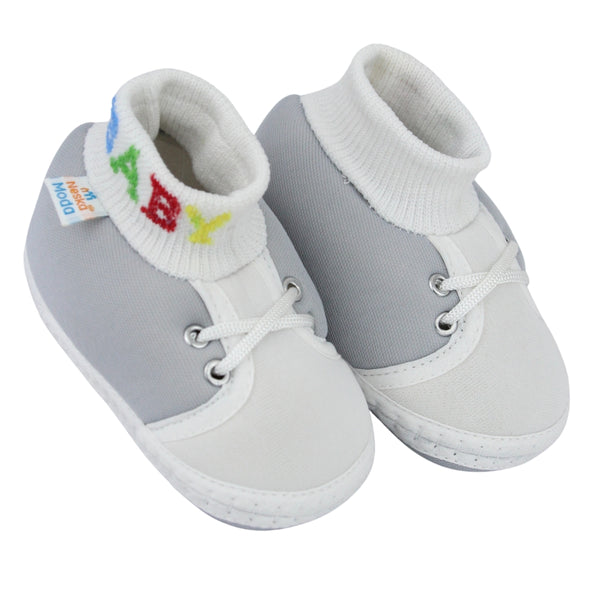 Baby Unisex Cotton Grey,White Slip-on Socks Booties-BT5305