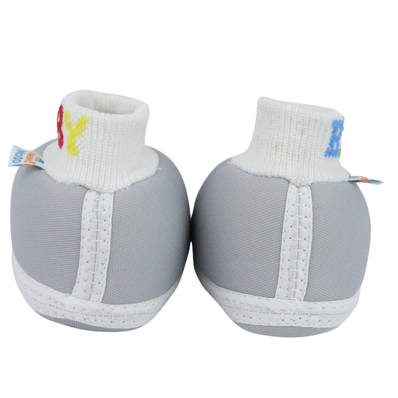 Baby Unisex Cotton Grey,White Slip-on Socks Booties-BT5305