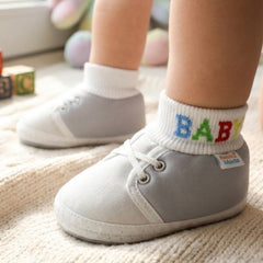 Baby Unisex Cotton Grey,White Slip-on Socks Booties-BT5305