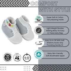 Baby Unisex Cotton Grey,White Slip-on Socks Booties-BT5305