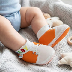 Baby Unisex Cotton Orange,White Slip-on Socks Booties-BT5306