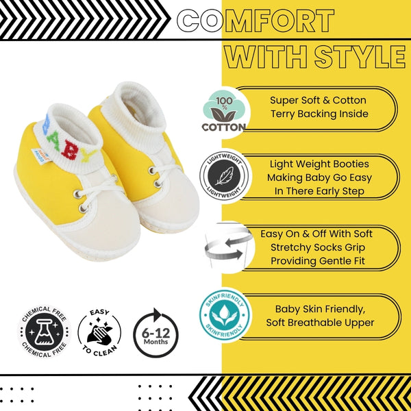Baby Unisex Cotton Yellow,White Slip-on Socks Booties-BT5307