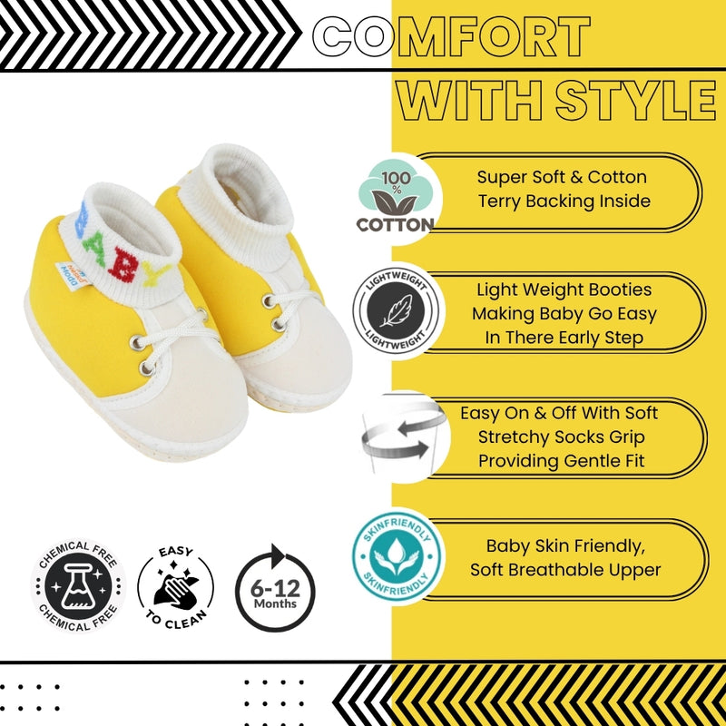 Baby Unisex Cotton Yellow,White Slip-on Socks Booties-BT5307