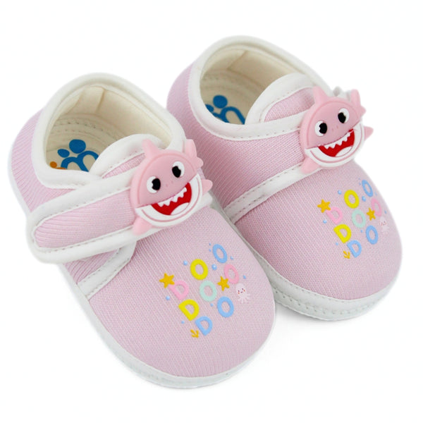 Unisex Cotton Velcro Baby Shark Pink Booties-BT5308