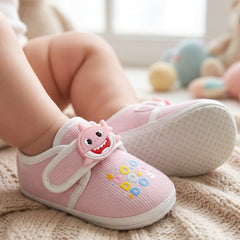 Unisex Cotton Velcro Baby Shark Pink Booties-BT5308