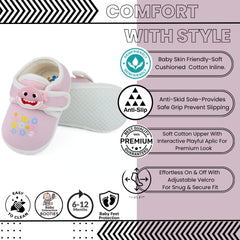 Unisex Cotton Velcro Baby Shark Pink Booties-BT5308