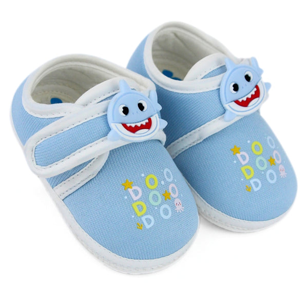 Unisex Cotton Velcro Baby Shark Blue Booties-BT5309