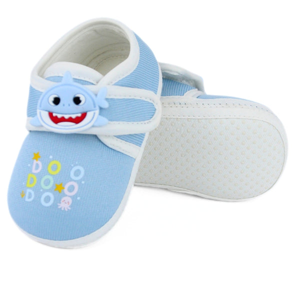 Unisex Cotton Velcro Baby Shark Blue Booties-BT5309