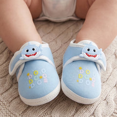 Unisex Cotton Velcro Baby Shark Blue Booties-BT5309