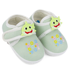 Unisex Cotton Velcro Baby Shark Green Booties-BT5310