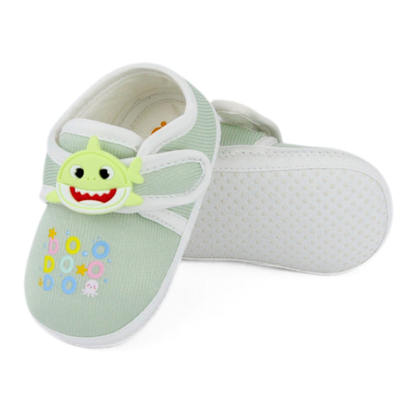 Unisex Cotton Velcro Baby Shark Green Booties-BT5310
