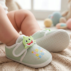 Unisex Cotton Velcro Baby Shark Green Booties-BT5310
