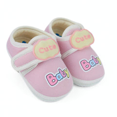 Baby Unisex Cotton Cute Baby Pink Velcro Booties-BT5314