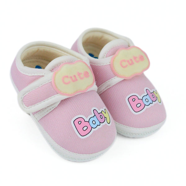 Baby Unisex Cotton Cute Baby Pink Velcro Booties-BT5314
