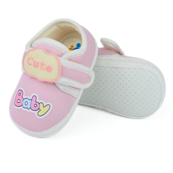 Baby Unisex Cotton Cute Baby Pink Velcro Booties-BT5314