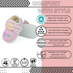 Baby Unisex Cotton Cute Baby Pink Velcro Booties-BT5314