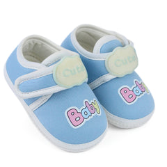 Baby Unisex Cotton Cute Baby Blue Velcro Booties-BT5315