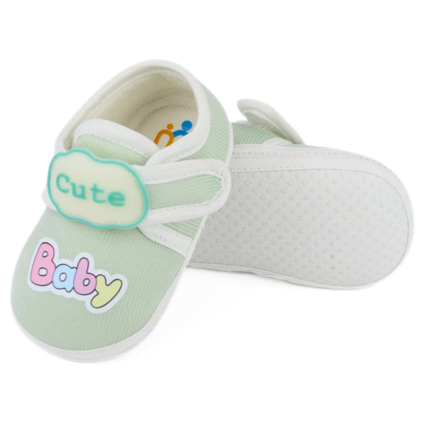 Baby Unisex Cotton Cute Baby Green Velcro Booties-BT5316