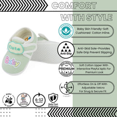 Baby Unisex Cotton Cute Baby Green Velcro Booties-BT5316