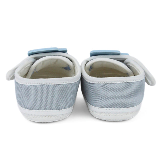 Baby Unisex Cotton Train Grey Velcro Booties-BT5317