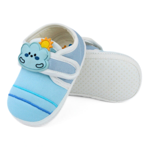 Baby Unisex Cotton Sun Blue Velcro Booties-BT5319