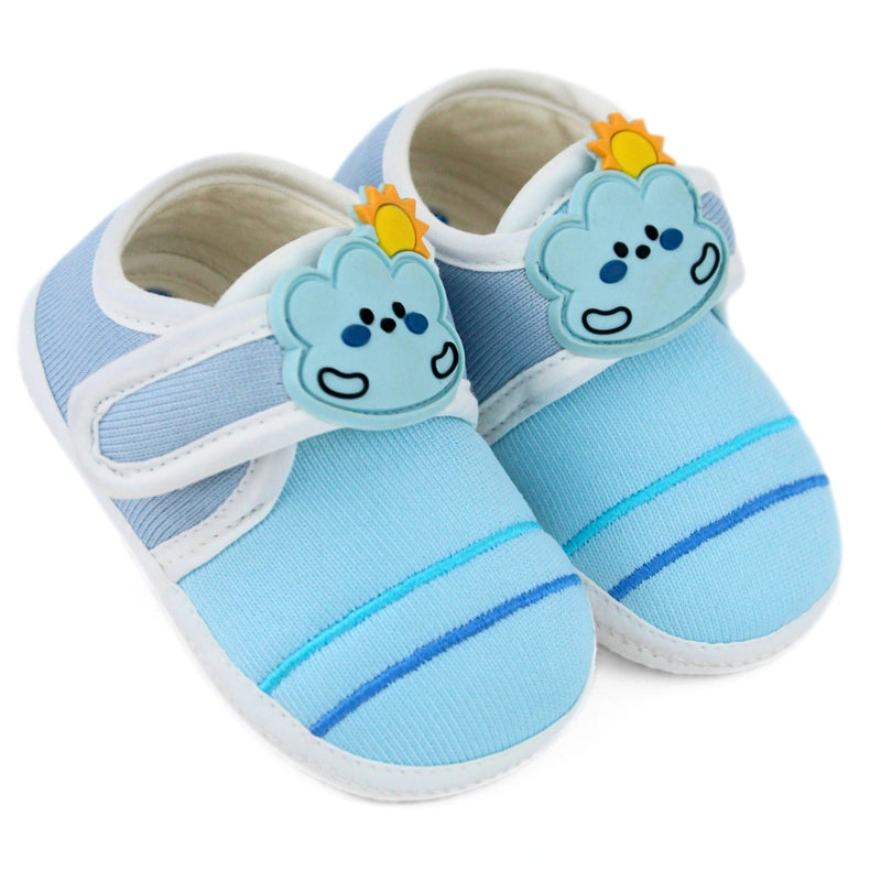 Baby Unisex Cotton Sun Blue Velcro Booties-BT5319
