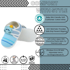 Baby Unisex Cotton Sun Blue Velcro Booties-BT5319